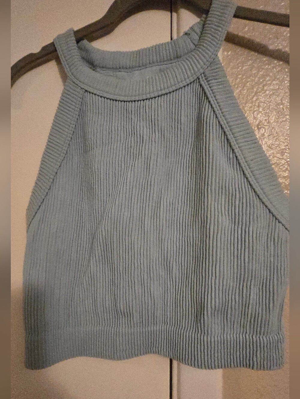 Aerie Size Large Ribbed Crop Top in Light Blue